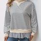 Perfee Faux Layered Striped Long Sleeve Sweatshirt