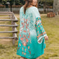 Plus Size Printed Open Front Long Sleeve Cover Up