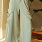 Davi & Dani Drawstring Ruched Detail Wide Leg Pants