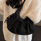 Ruched Suede Handbag with Zipper