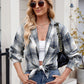 Plaid Collared Neck Long Sleeve Shirt