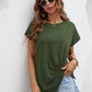 Full Size Asymmetric Hem Round Neck T-Shirt