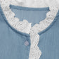 Perfee Lace Detail Button Down Long Sleeve Shirt