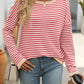 Mandy Striped Round Neck Long Sleeve Sweater