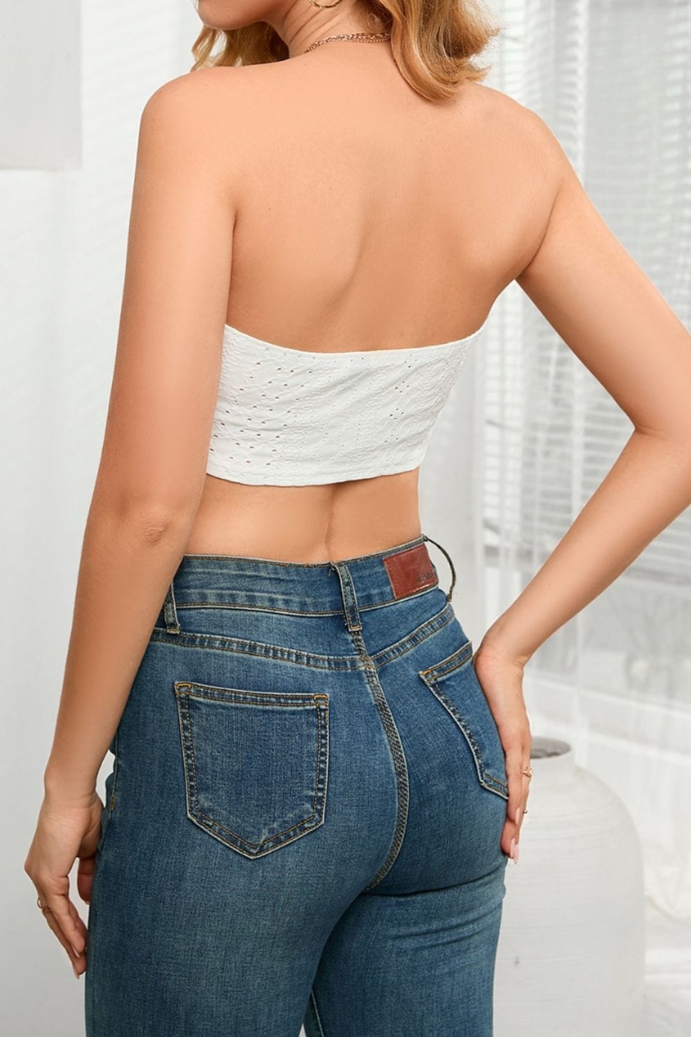 Full Size Tassel Eyelet Tube Top