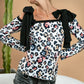 BiBi Leopard Shoulder Tie Long Sleeve Top - Brand BiBi