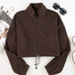 Drawstring Zip Up Dropped Shoulder Outerwear Jacket
