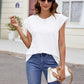 Textured Round Neck Cap Sleeve T-Shirt