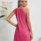 Eyelet Grecian Neck Mini Dress