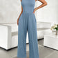 Round Neck Sleeveless Wide Leg Jumpsuit