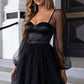 Sweetheart Neck Balloon Sleeve Mini Dress