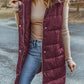 Full Size Longline Hooded Sleeveless Puffer Vest