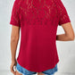 Full Size Lace Detail V-Neck Short Sleeve T-Shirt