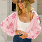 Angel Wings Flower Open Front Long Sleeve Cardigan