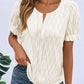 Texture Notched Short Sleeve Blouse