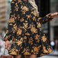 Perfee Frill Printed Long Sleeve Mini Dress