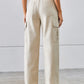 Drawstring Mid-Rise Waist Straight Cargo Jeans