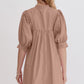 Oh Frill Notched Puff Sleeve Babydoll Mini Dress