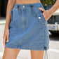 Full Size Drawstring Denim Skirt with Pockets
