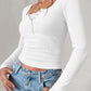 Devine Square Neck Half Snap Long Sleeve T-Shirt
