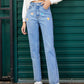 Heart Straight Leg Jeans with Pockets