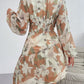 Smocked Printed Long Sleeve Dress