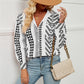 Geometric Collared Neck Long Sleeve Shirt