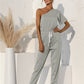 Single Shoulder Short Sleeve Jumpsuit
