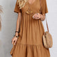 Full Size V-Neck Short Sleeve Mini Dress