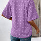 Swiss Dot Notched Half Sleeve Blouse