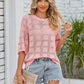 Openwork Round Neck Knit Top