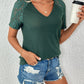 Full Size Lace Detail V-Neck Short Sleeve T-Shirt