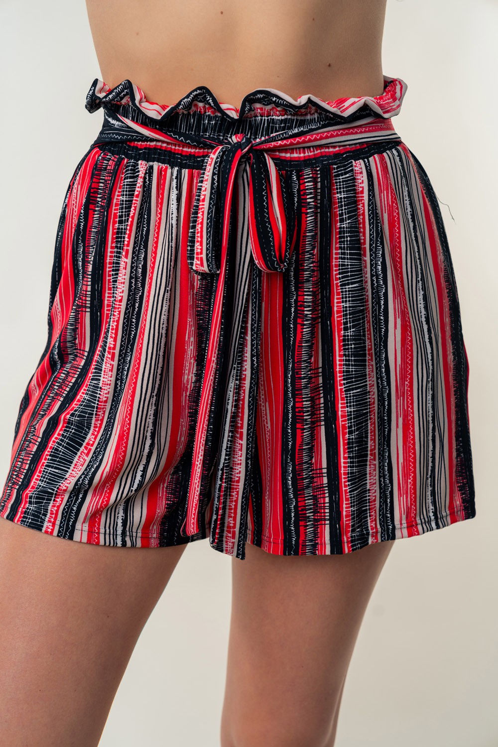 White Birch Full Size High Waisted Striped Shorts *