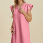 Double Take Full Size Ruffled V-Neck Cap Sleeve Dress