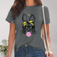 Rabbit Graphic Round Neck Short Sleeve T-Shirt