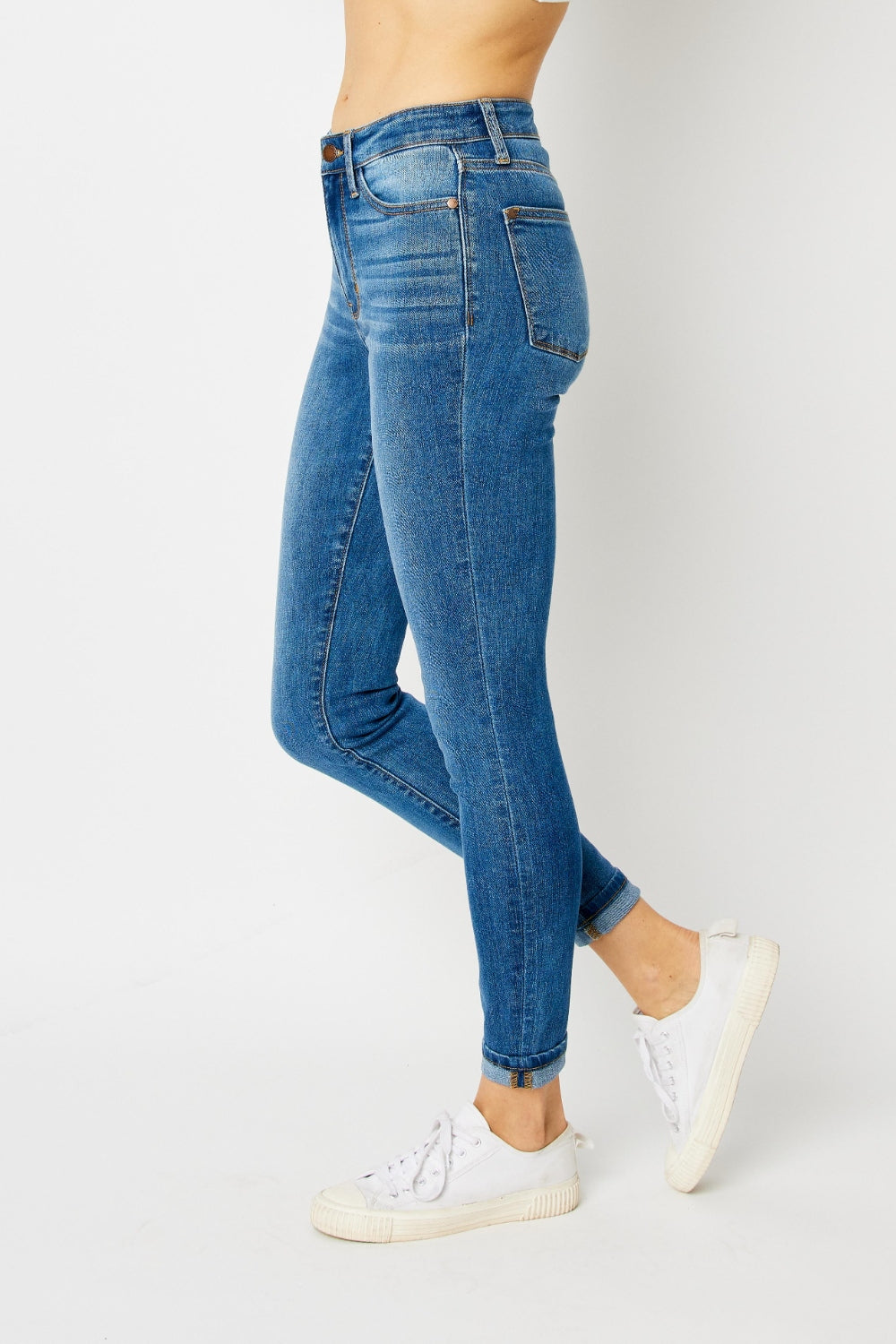 Judy Blue Full Size Cuffed Hem Skinny Jeans *