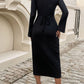 Devine Tied V-Neck Long Sleeve Sweater Dress