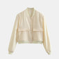 Pocketed Snap Down Baseball Collar Jacket