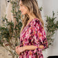 Sew In Love Full Size Printed V-Neck Blouse with Sleeve Knot