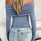 Ruched Off-Shoulder Long Sleeve T-Shirt