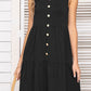 Decorative Button Scoop Neck Sleeveless Tiered Dress