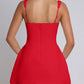 Devine Square Neck Wide Strap Mini Dress