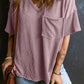 Textured V-Neck Dropped Shoulder T-Shirt