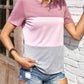 Color Block Round Neck Short Sleeve T-Shirt