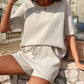 Waffle-Knit Half Sleeve Top and Shorts Set
