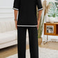 Devine Contrast Trim Half Sleeve Top and Pants Set