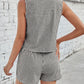 Lovelet Tied Plaid V-Neck Vest and Shorts Set