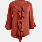 Full Size Ruffled V-Neck Flounce Sleeve Blouse