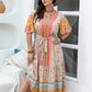 Plus Size Floral Tied Short Sleeve Midi Dress