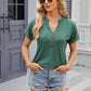 Decorative Button Notched Short Sleeve T-Shirt
